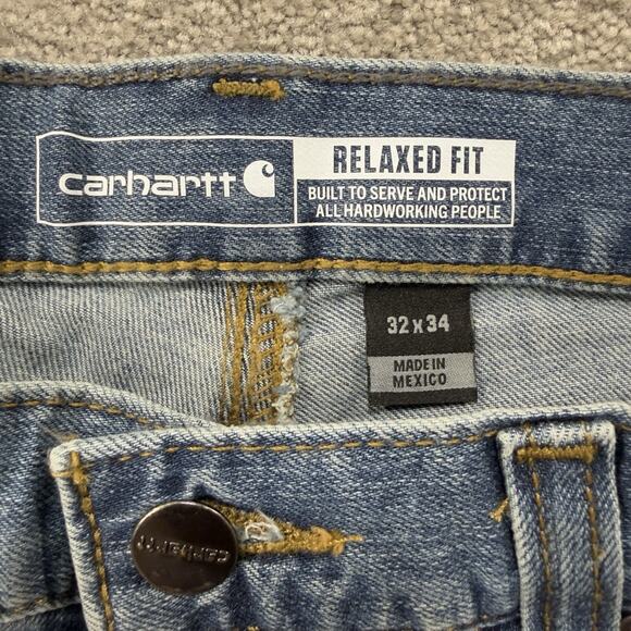 NWOT Carhartt Rugged Flex Relaxed Fit Light Wash Stretch Denim Jeans Mens 32x34 - Picture 3 of 10